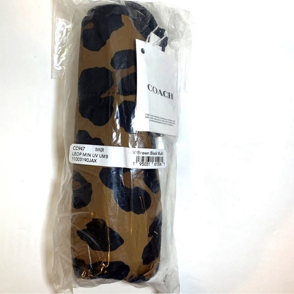 ☂️Coach Uv Protection Mini Umbrella In Leopard Print - Picture 2 of 2